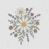 Retro Floral Sticker – Vintage Daisy & Wildflowers (Voorkant)