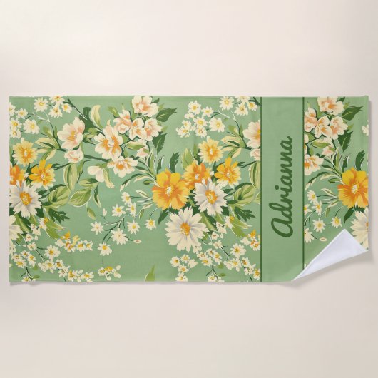 Retro Floral Strandlaken (Voorkant)