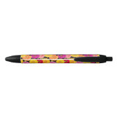 Retro Floral Summer Zinnias Monogram Zwarte Inkt Pen (Achterkant)