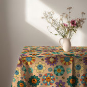 Retro Floral Tablecloth 60s Pastel Style Accent Tafelkleed