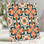 Retro Floral Terracotta en Blauwgroen Tegeltje<br><div class="desc">Breng retro charme naar uw huis met deze gedurfde bloemige tegel met een levendig palet van terracotta, blauwgroen en crème. Het symmetrische ontwerp en de ingewikkelde details roepen een moderne en esthetiek op, waardoor het ideaal is voor backsplashes, accentmuren of elke ruimte die een stijlvolle vleugje nostalgie nodig heeft.</div>