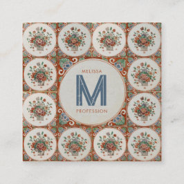  Retro Floral Terracotta Tiles Social Media Vierkante Visitekaartje