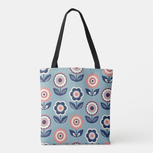 Retro Floral: Tijdloze patrooncharme Tote Bag (Achterkant)