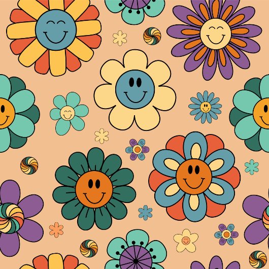 Retro Floral Towel 60s Boho Bath Style Accent Bad Handdoek