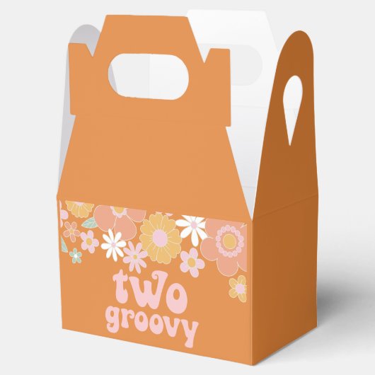 Retro Floral twee groovy 2e verjaardag Favor Box Bedankdoosjes (Geopend)