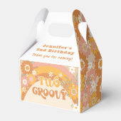 Retro floral two groovy jarig Favor Box Bedankdoosjes (Voorkant Zijde)