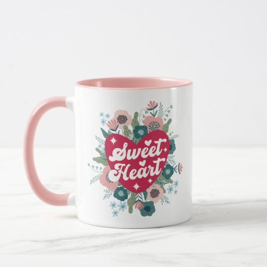 Retro Floral Valentijnsdag Koffie Mok (Links)