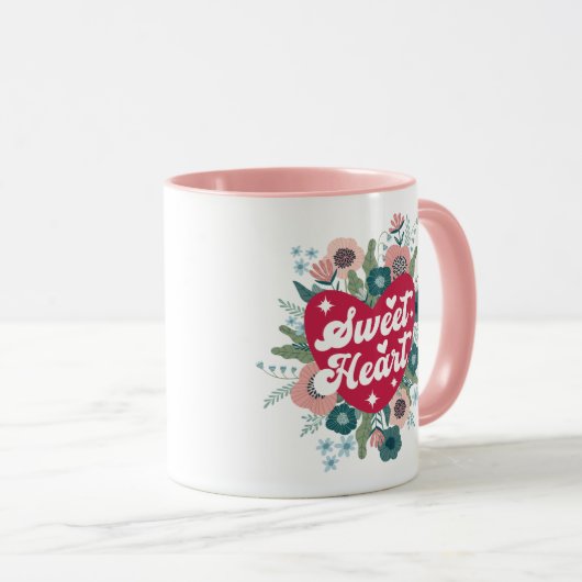 Retro Floral Valentijnsdag Koffie Mok (Voorkant rechts)