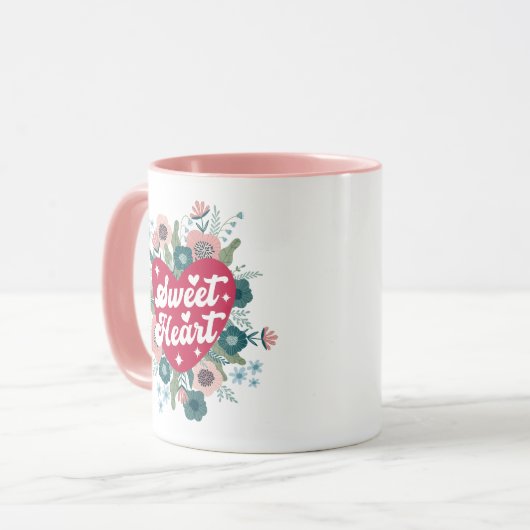 Retro Floral Valentijnsdag Koffie Mok (Voorkant links)
