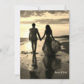 Retro Floral Verfijnde Boho Cream Zwart We Eloped Kaart (Achterkant)