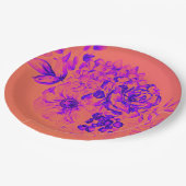 Retro Floral Vibrant Magenta Birthday Papieren Bordje (Gekanteld)