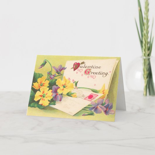 Retro Floral Victoriaans Valentijnsdag Kaart (Voorkant)
