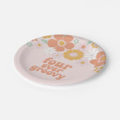 Retro Floral Vier ooit groovy 4e verjaardag Papieren Bordje (Gekanteld)