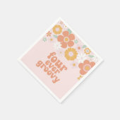 Retro Floral Vier ooit groovy 4e verjaardag Servet (Hoek)