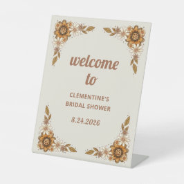 Retro Floral | Vrijgezellenfeest Welkom Reclamebord Met Voetstuk