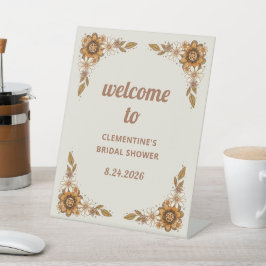 Retro Floral | Vrijgezellenfeest Welkom Reclamebord Met Voetstuk