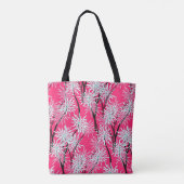 retro floral wallpaper azione in red white bl tote bag (Achterkant)