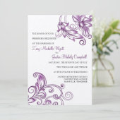 Retro Floral Wedding Invitations Kaart (Staand voorkant)