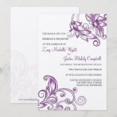 Retro Floral Wedding Invitations Kaart (Voorkant / Achterkant)