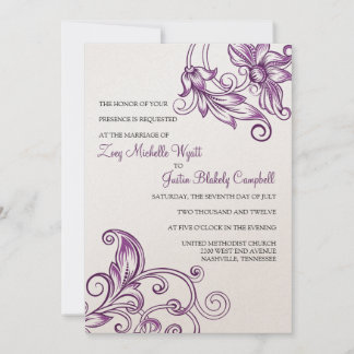 Retro Floral Wedding Invitations Kaart