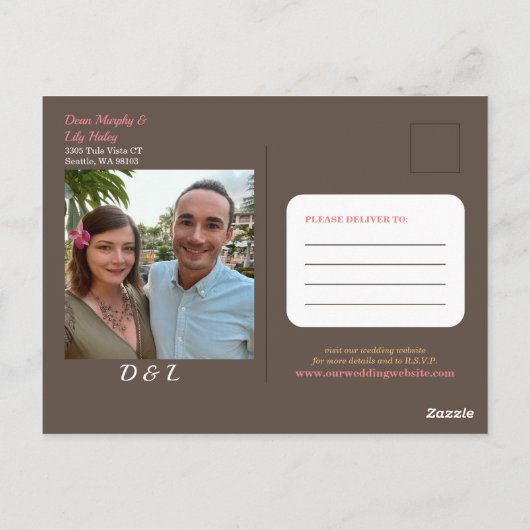 Retro Floral Wedding Uitnodiging (Achterkant)