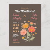 Retro Floral Wedding Uitnodiging (Voorkant)