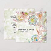 Retro Floral Wedding Uitnodiging (Voorkant / Achterkant)