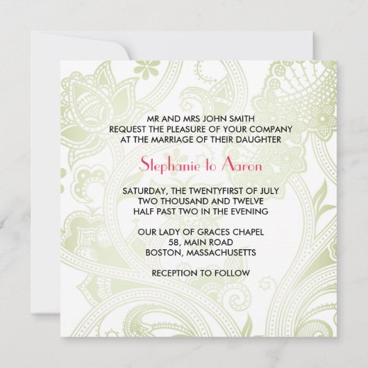 Retro Floral Wedding Uitnodiging (Achterkant)