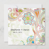 Retro Floral Wedding Uitnodiging (Voorkant)