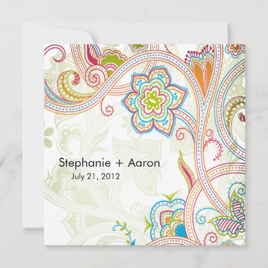 Retro Floral Wedding Uitnodiging (Voorkant)