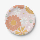 Retro Floral Wild Flower verjaardagspapier Bord (Voorkant)
