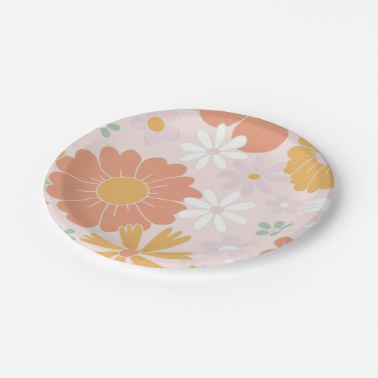 Retro Floral Wild Flower verjaardagspapier Bord (Gekanteld)