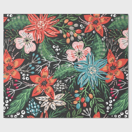 Retro Floral wrapping Paper Cadeaupapier (Vlak)