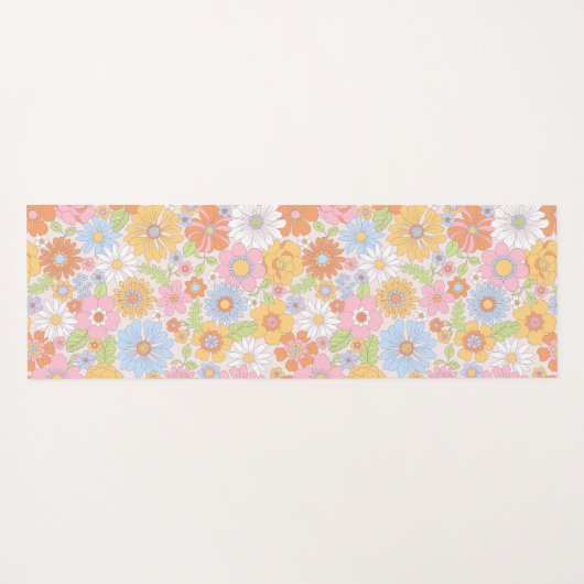 Retro Floral Yogamat (Achterkant (horizontaal))