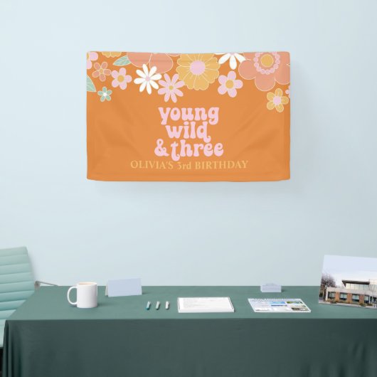 Retro Floral Young Wild, drie jaar Spandoek (Beurs)