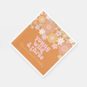 Retro Floral Young Wild Drie verjaardag Napkins Servet (Hoek)