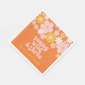 Retro Floral Young Wild Drie verjaardag Napkins Servet (Hoek)