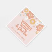 Retro Floral Young Wild Drie verjaardag Napkins Servet (Hoek)