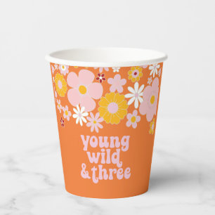 Retro Floral Young Wild Driedaagse Cups Papieren Bekers