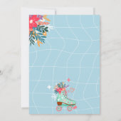 Retro florale blauwgroen roller schaats boho baby kaart (Achterkant)