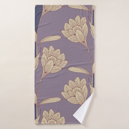 retro florale crocus wallpaper tegels in blue muis badhanddoek (Badhanddoek)