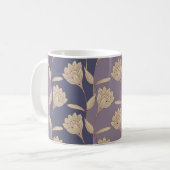 retro florale crocus wallpaper tegels in blue muis koffiemok (Voorkant links)