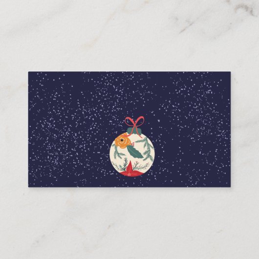 Retro florale kerstbal lintlint bedrijfsmatige wen visitekaartje (Achterkant)