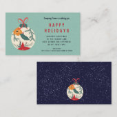 Retro florale kerstbal lintlint bedrijfsmatige wen visitekaartje (Voorkant / Achterkant)