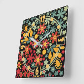 Retro. Florale motieven 2 Vierkante Klok (Hoek)