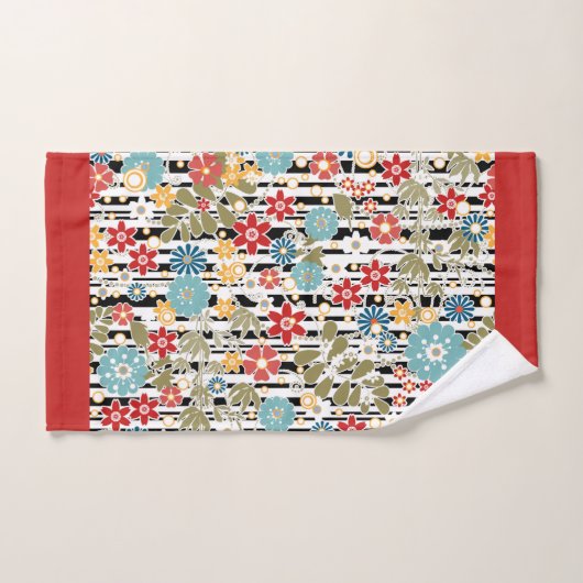 Retro, florale retro bad handdoek (Handdoek)