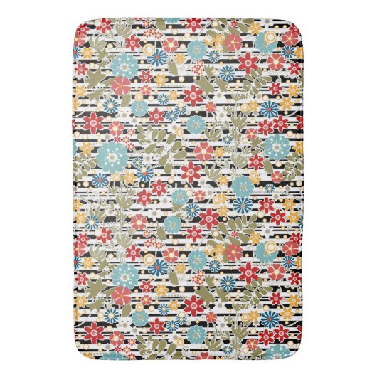 Retro, florale retro badmat (Voorkant Verticaal)