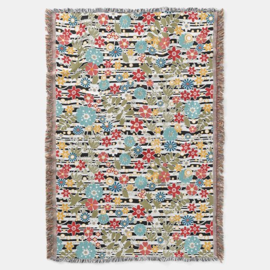 Retro, florale retro deken (Voorkant Verticaal)