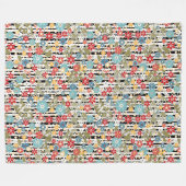 Retro, florale retro fleece deken (Voorkant (Horizontaal))