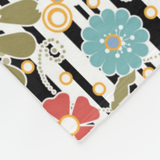 Retro, florale retro fleece deken (Hoek)